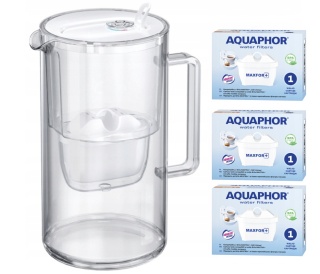 Dzbanek filtrujący szklany Aquaphor Glass 2,5l BIAŁY + 3 Maxfor+
