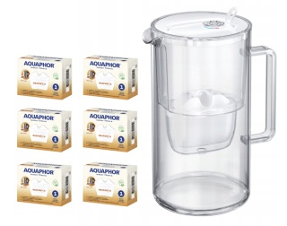 Dzbanek filtrujący szklany Aquaphor Glass 2,5l BIAŁY + 6 Maxfor+ H