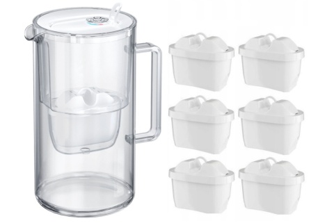Dzbanek filtrujący szklany Aquaphor Glass 2,5l BIAŁY + 6 Maxfor+ MG