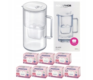 Dzbanek filtrujący szklany Aquaphor Glass 2,5l BIAŁY + 7 Maxfor+ MG