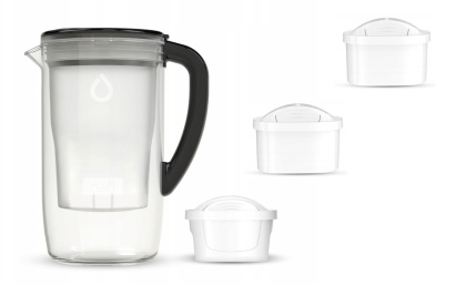 Dzbanek filtrujący szklany Dafi PRISMA LED +3 filtry Unimax, CZARNY