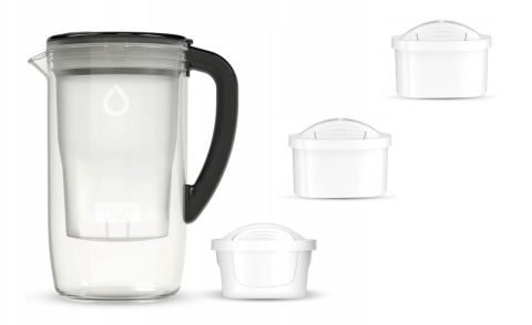 Dzbanek filtrujący szklany Dafi PRISMA LED +3 filtry Unimax, CZARNY