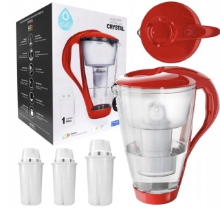 Szklany dzbanek filtrujący Dafi CRYSTAL LED 2l + 3 filtr Classic MAKOWY